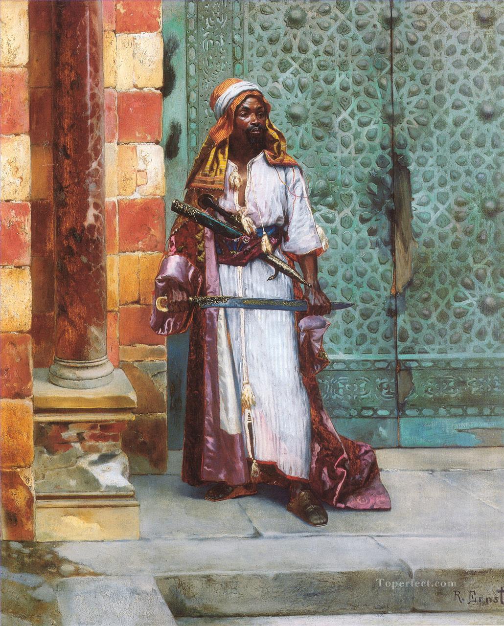 Guardia permanente pintor árabe Rudolf Ernst Pintura al óleo